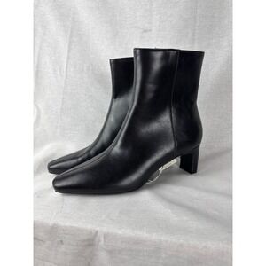 A New Day Women Black Square Toe Block Heel Ankle Boots Size 6.5